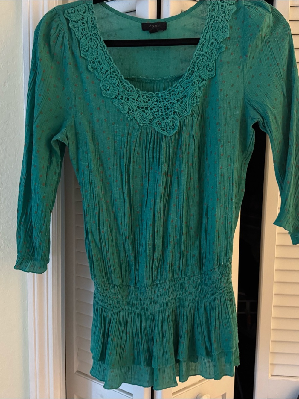 adidas Teal Crochet-Trim Long Sleeve Dress